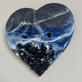Ocean Black Seas Epoxy Resin Heart - Love of the Dark Seas Series