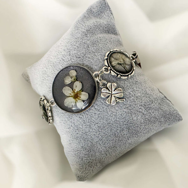 Strawberry Fields: Resin Bracelet with Dried Flower Accents