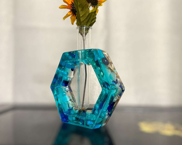 Vase - Epoxy Resin Bud Vase/Propagation Station Nature Ocean Inspired