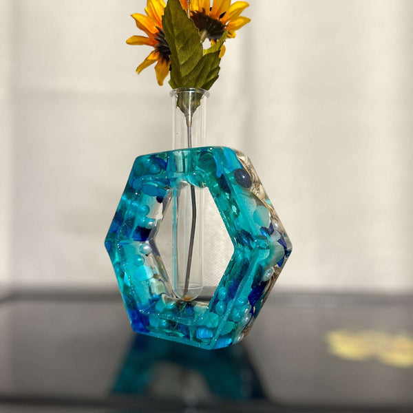 Vase - Epoxy Resin Bud Vase/Propagation Station Nature Ocean Inspired