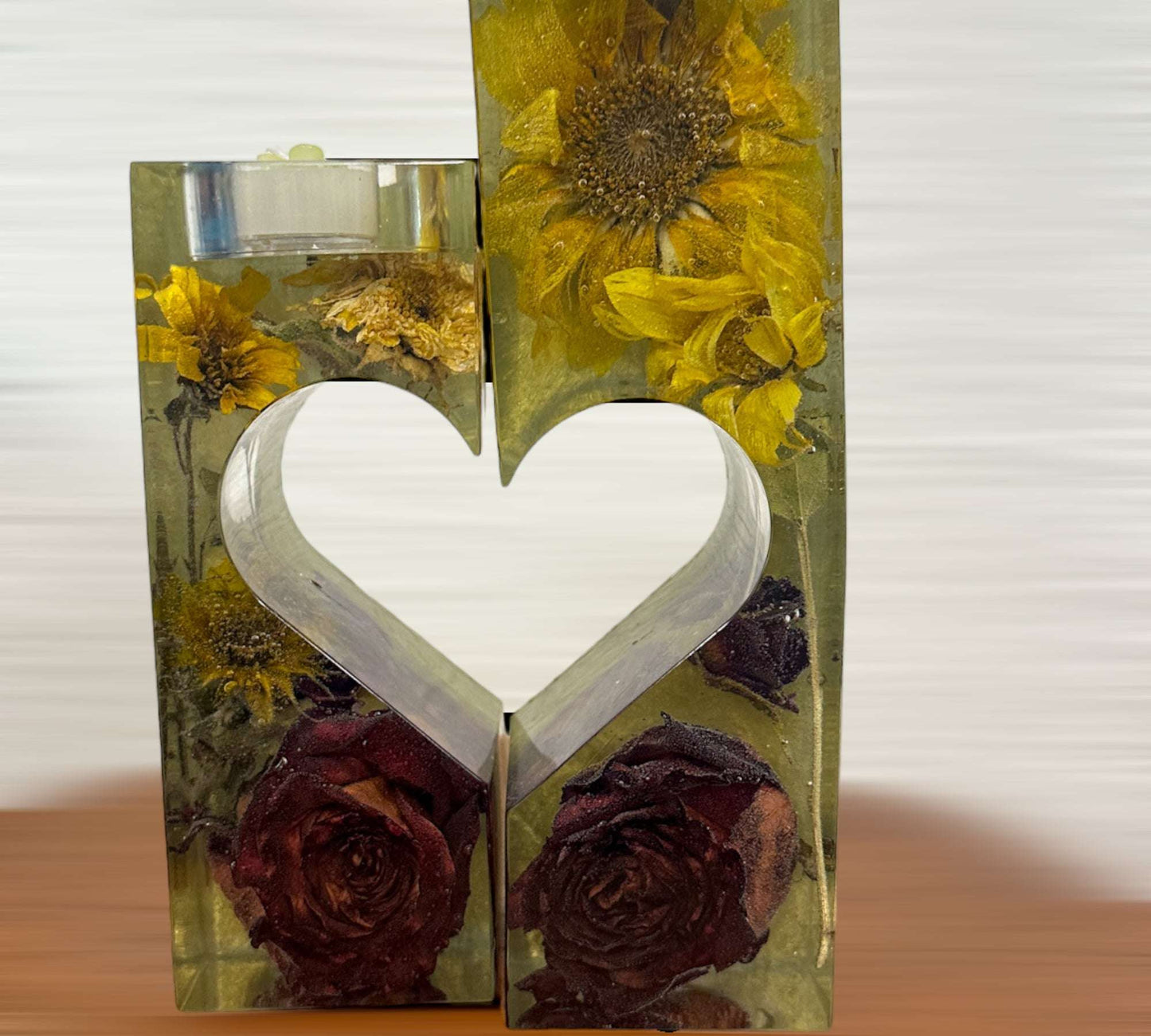 Sunflower and Rose Tealight Centrepiece: Home Decor with Sunflowers