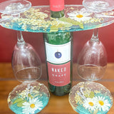 Wine Glass Caddy with 2 Coasters Resin Butler Coaster Set