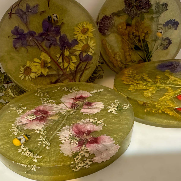 Garden Coaster Set - Blooms & Whimsy Handcraft Epoxy Resin Coasters