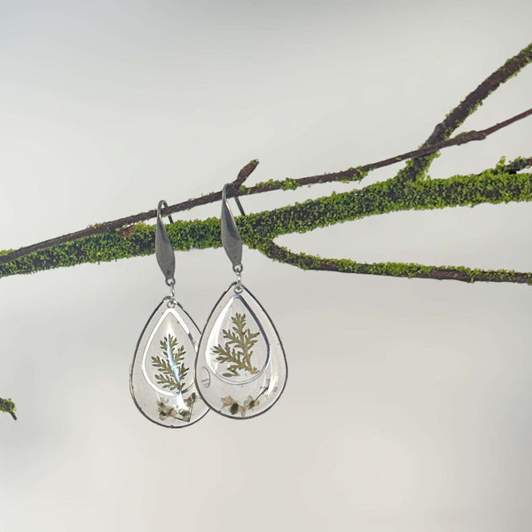 Fern Forest Charm - Handmade Botanical Resin Earrings