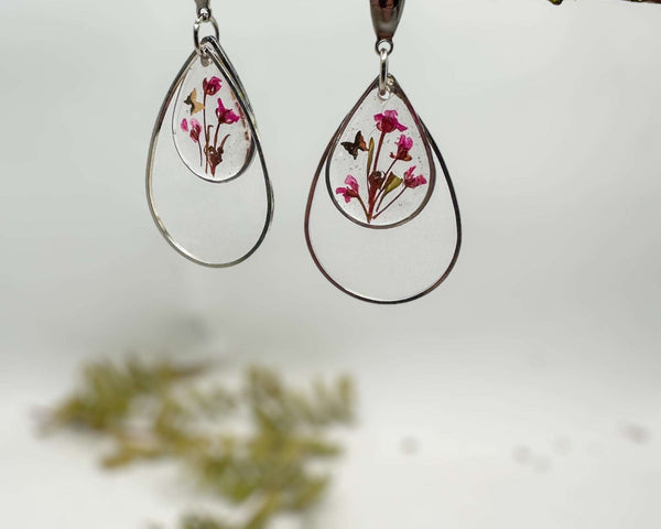 Cherry Blossom Charm - Handmade Pressed Flower Resin Earrings