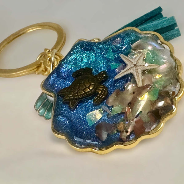 Keychain Handmade with Resin -  Carry a Piece of the Sea with You
