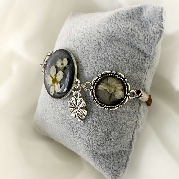 Strawberry Fields: Resin Bracelet with Dried Flower Accents