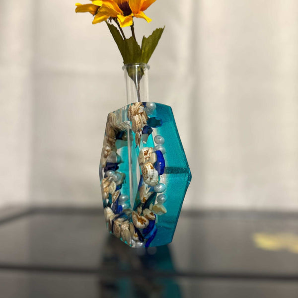 Vase - Epoxy Resin Bud Vase/Propagation Station Nature Ocean Inspired
