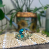 Blue Quartz Crystal Handmade Resin Sphere Hand - Seaside Harmony