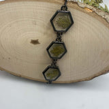 Black Forest: Black Hexagon Handmade Trio Bracelet with Botanicals
