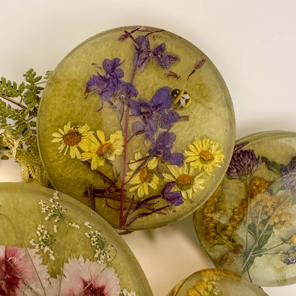 Garden Coaster Set - Blooms & Whimsy Handcraft Epoxy Resin Coasters