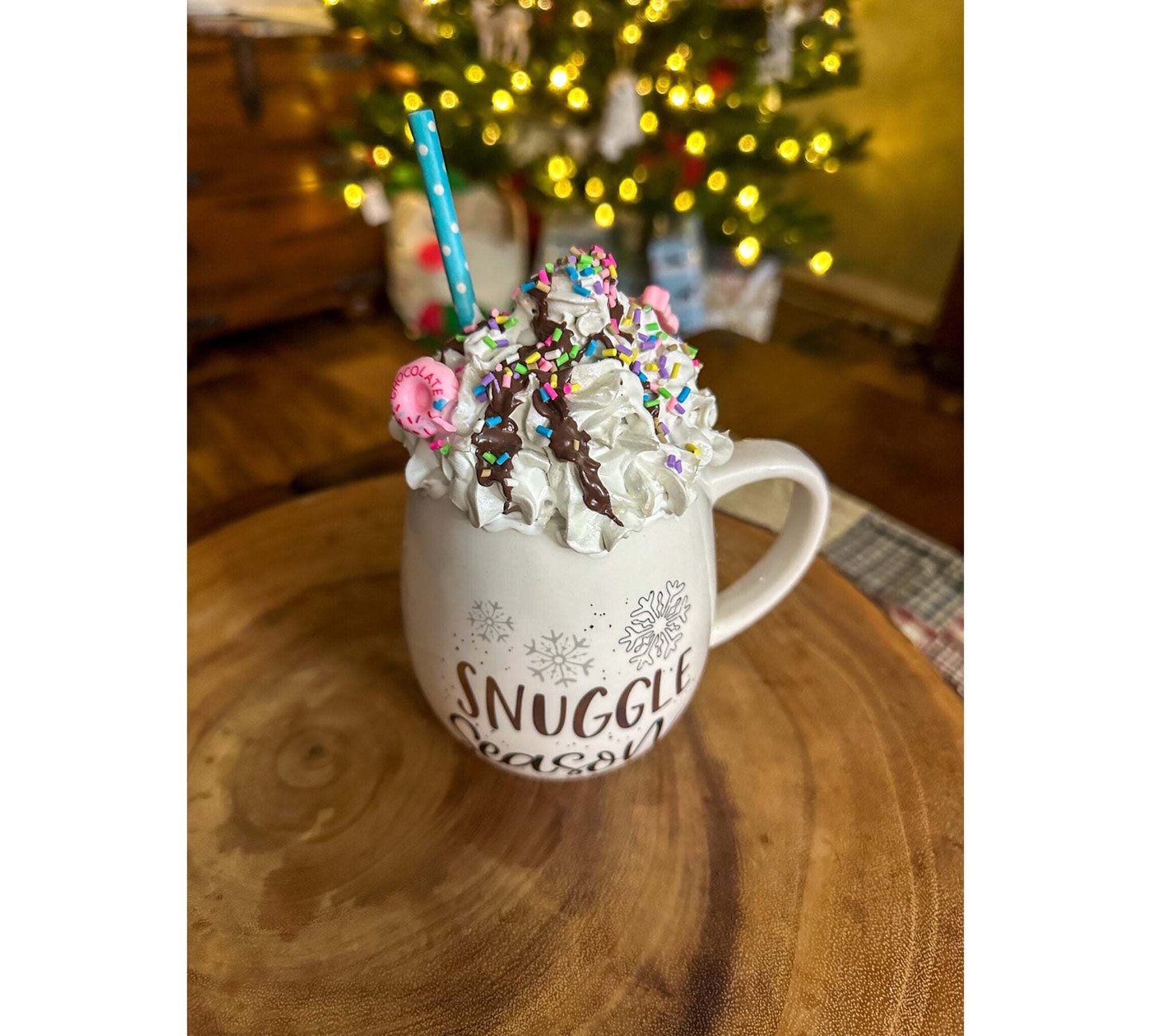 Festive Faux Mug Delights: Snuggle Season Deluxe WFaux Snowflake Mug