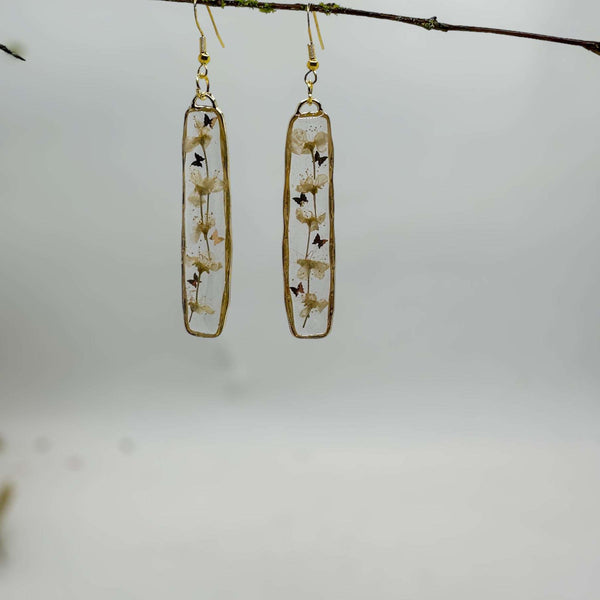 Bloom Cascade Earrings - Minimalistic Meets Boho - Pressed Flower