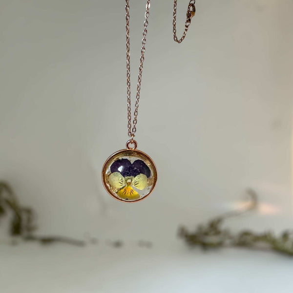 Pansy Flower Pendant - Summer Bloom Nature Inspired Handmade Necklace