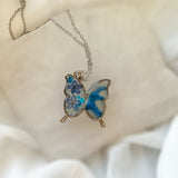 Butterfly Pendant - Dried Flowers & Petals with Mother of Pearl 