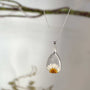 Daisy Teardrop Pendant - Real Dried Flower Jewelry in Silver and Gold 