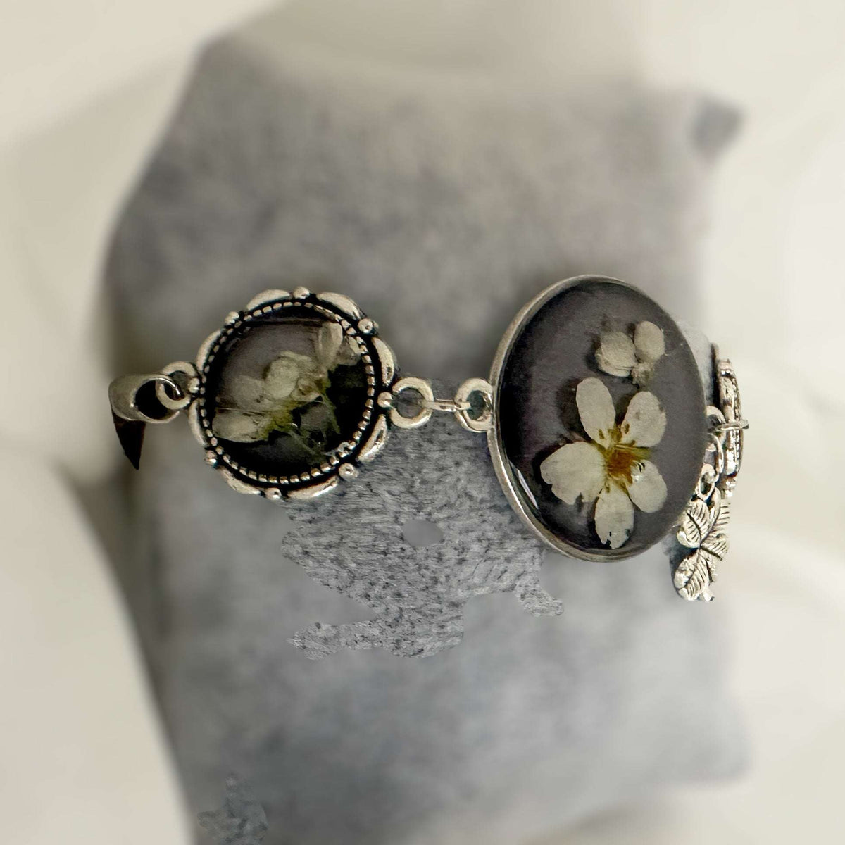Strawberry Fields: Resin Bracelet with Dried Flower Accents