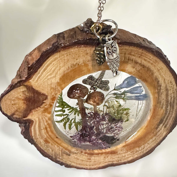 Suncatcher Enchanted Forest: Wood Slice Suncatcher Home Decor Gift Idea