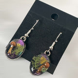 Mushroom Forest: Whimsical Drop Earring Set with Dried Botanicals
