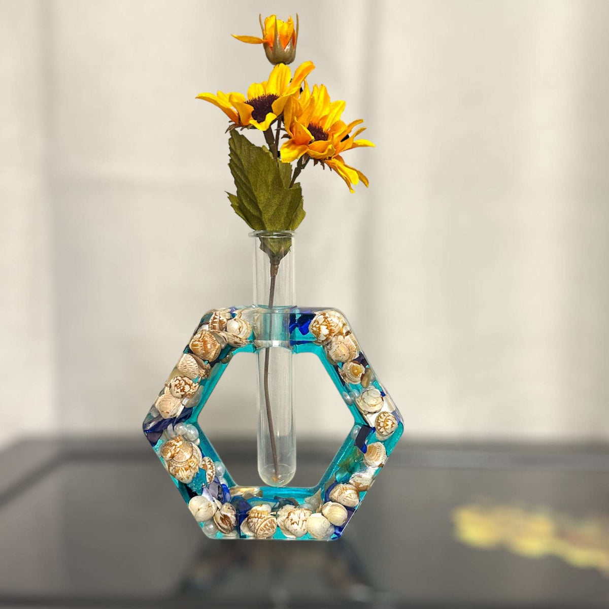 Vase - Epoxy Resin Bud Vase/Propagation Station Nature Ocean Inspired