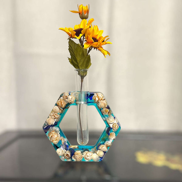 Vase - Epoxy Resin Bud Vase/Propagation Station Nature Ocean Inspired