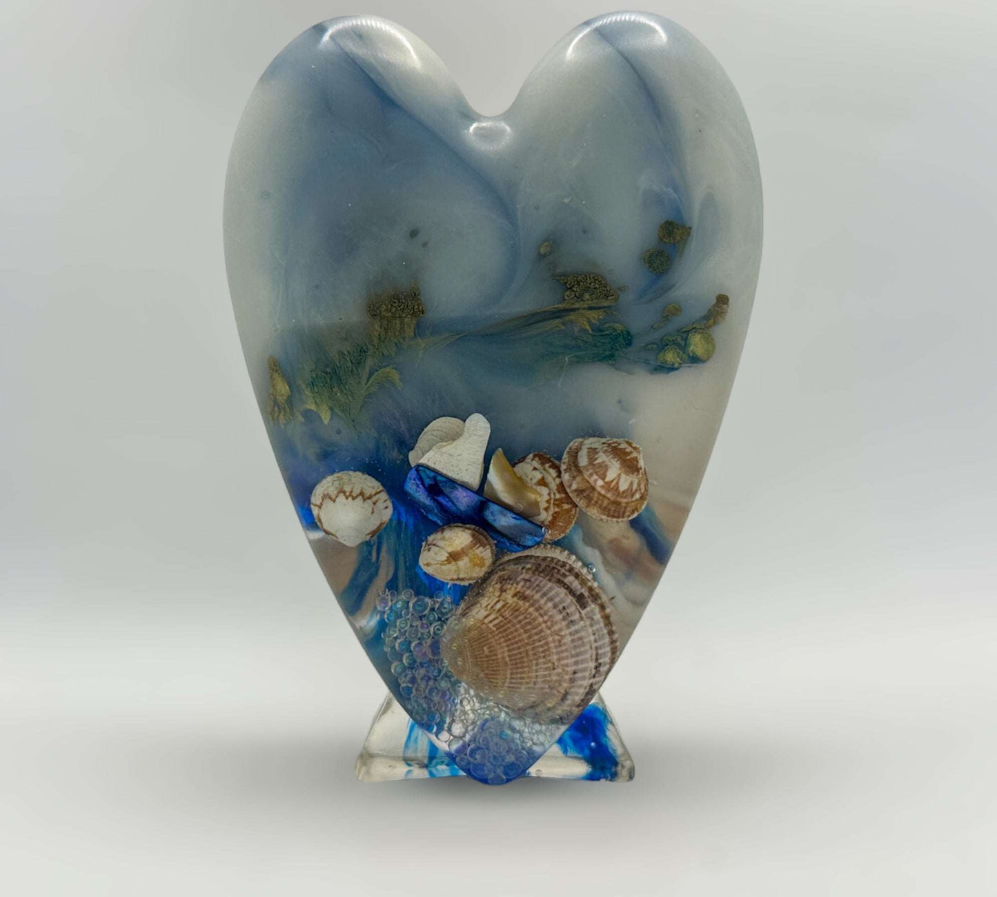 Heart of the Ocean - Handmade Ocean Resin Heart Sculpture