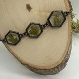Black Forest: Black Hexagon Handmade Trio Bracelet with Botanicals