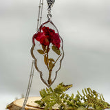 Roses are Red - Real Dried Rose Silver Leaf Necklace - Nature-Inspired