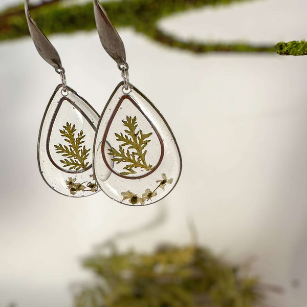 Fern Forest Charm - Handmade Botanical Resin Earrings