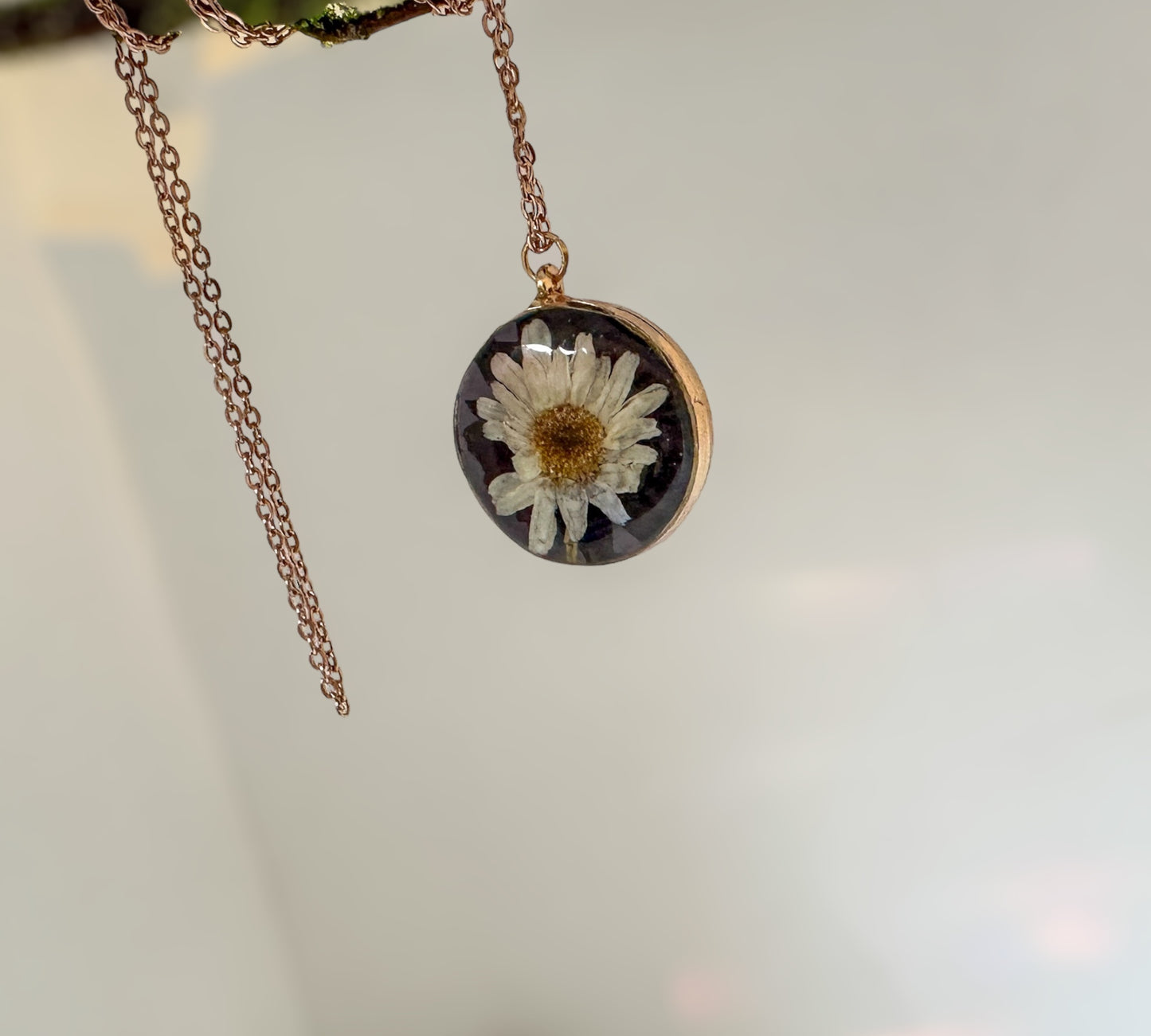 Daisy Pendant - Double Sided Nature-Inspired Daisy Flower Necklace