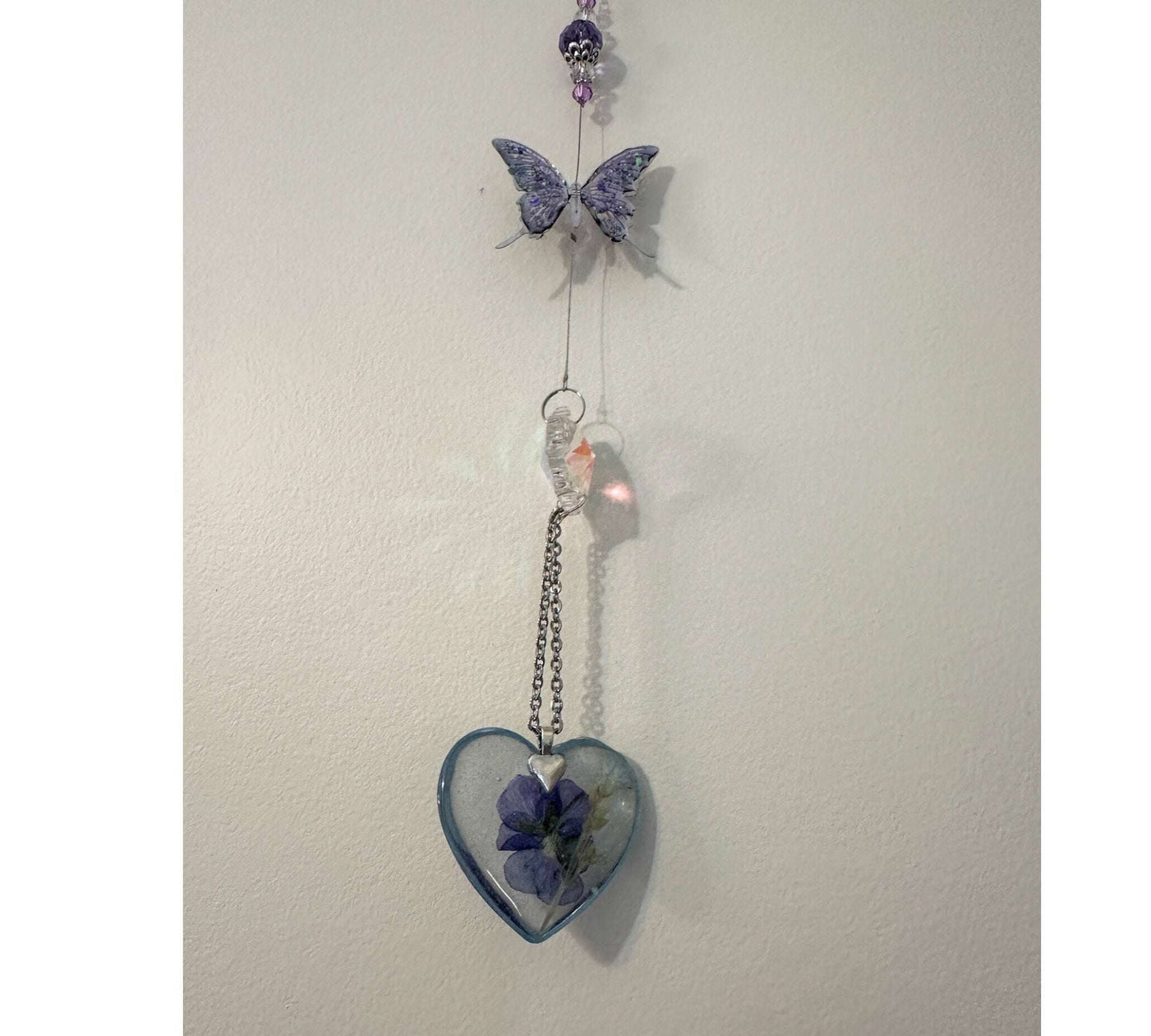 Heart Suncatcher with Pressed Flowers - Nature Inspired Home Decor