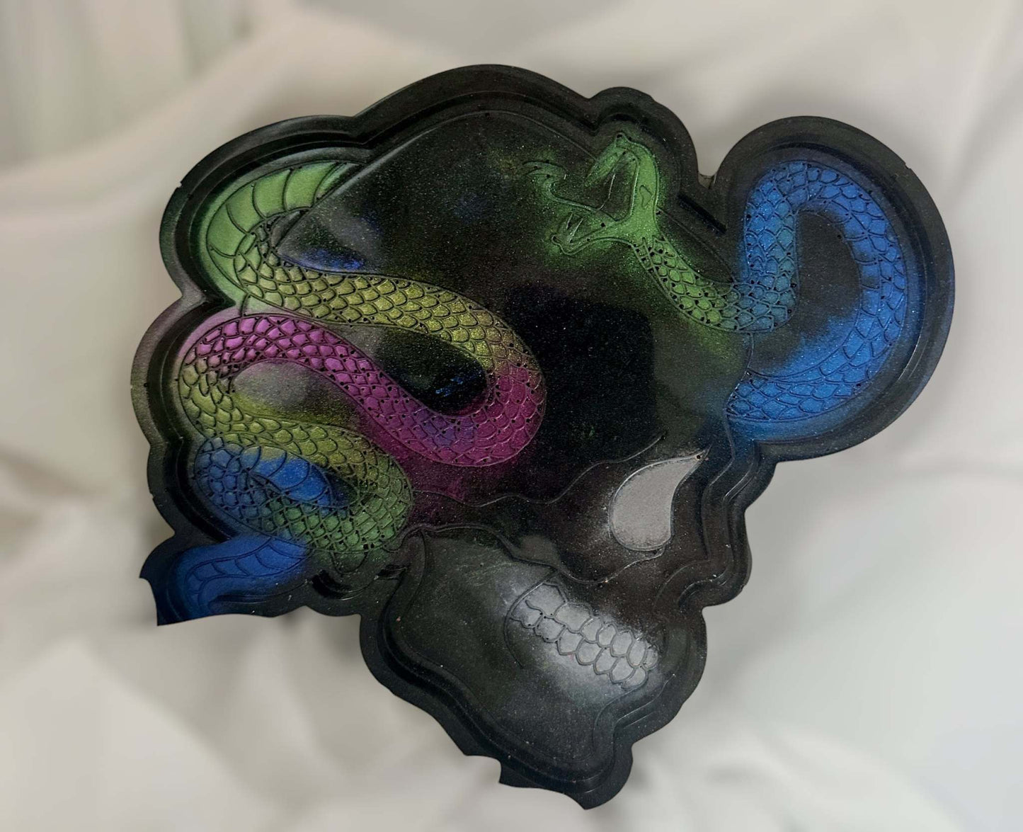 Tray Handmade with Epoxy Resin - Unqiue Skull & Snake Trinket Tray