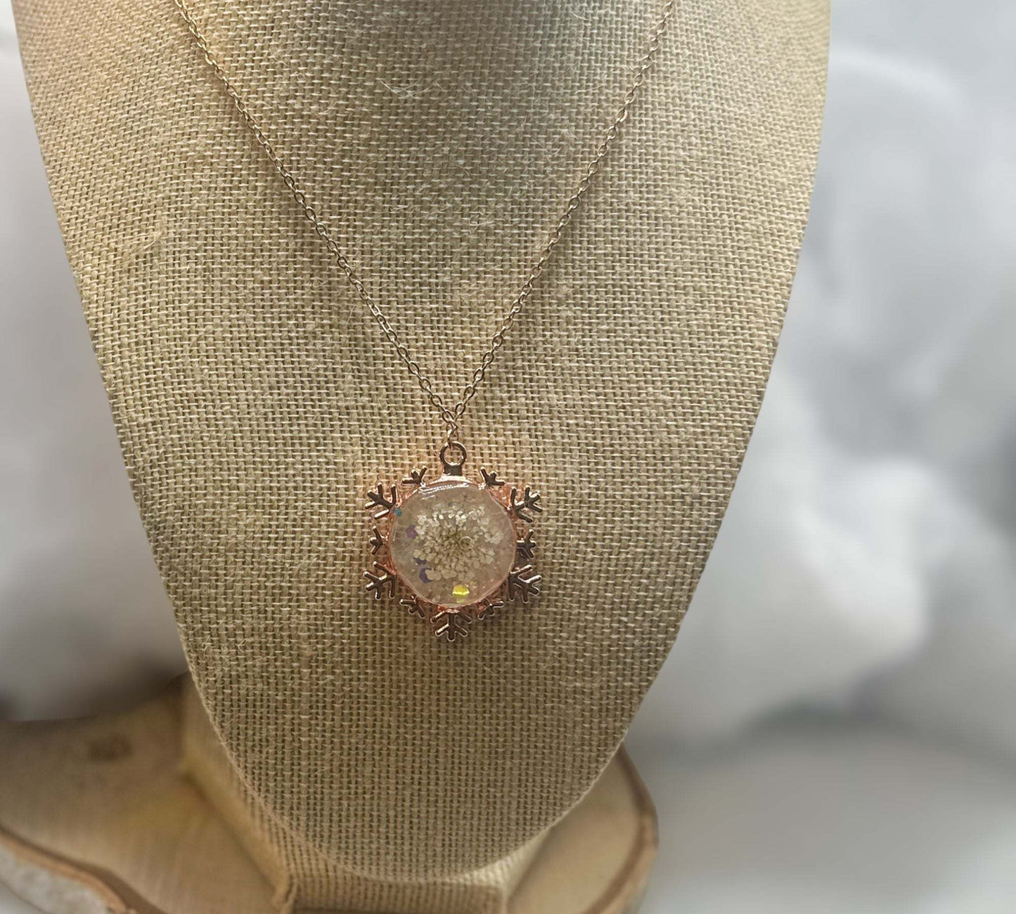Christmas Collection - Rose Gold Frost - Queen Anne's Lace Pendant