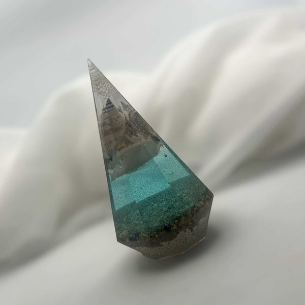 Ring Holder - Seaside Serenity Epoxy Resin Ring Holder with Gold Tray