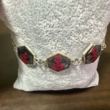 Black Forest Whimsy: Silver Hexagon Handmade Trio Bracelet Red Fern