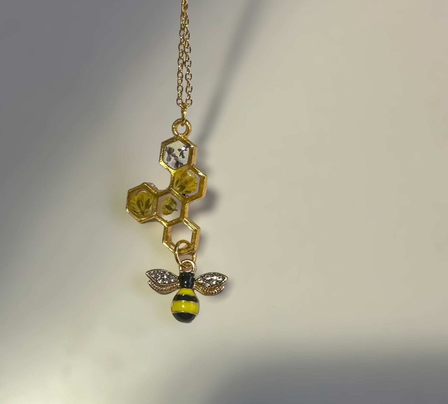 Bee Harmony Pendant - Handmade Pendant with Rhinestone Bee Charm