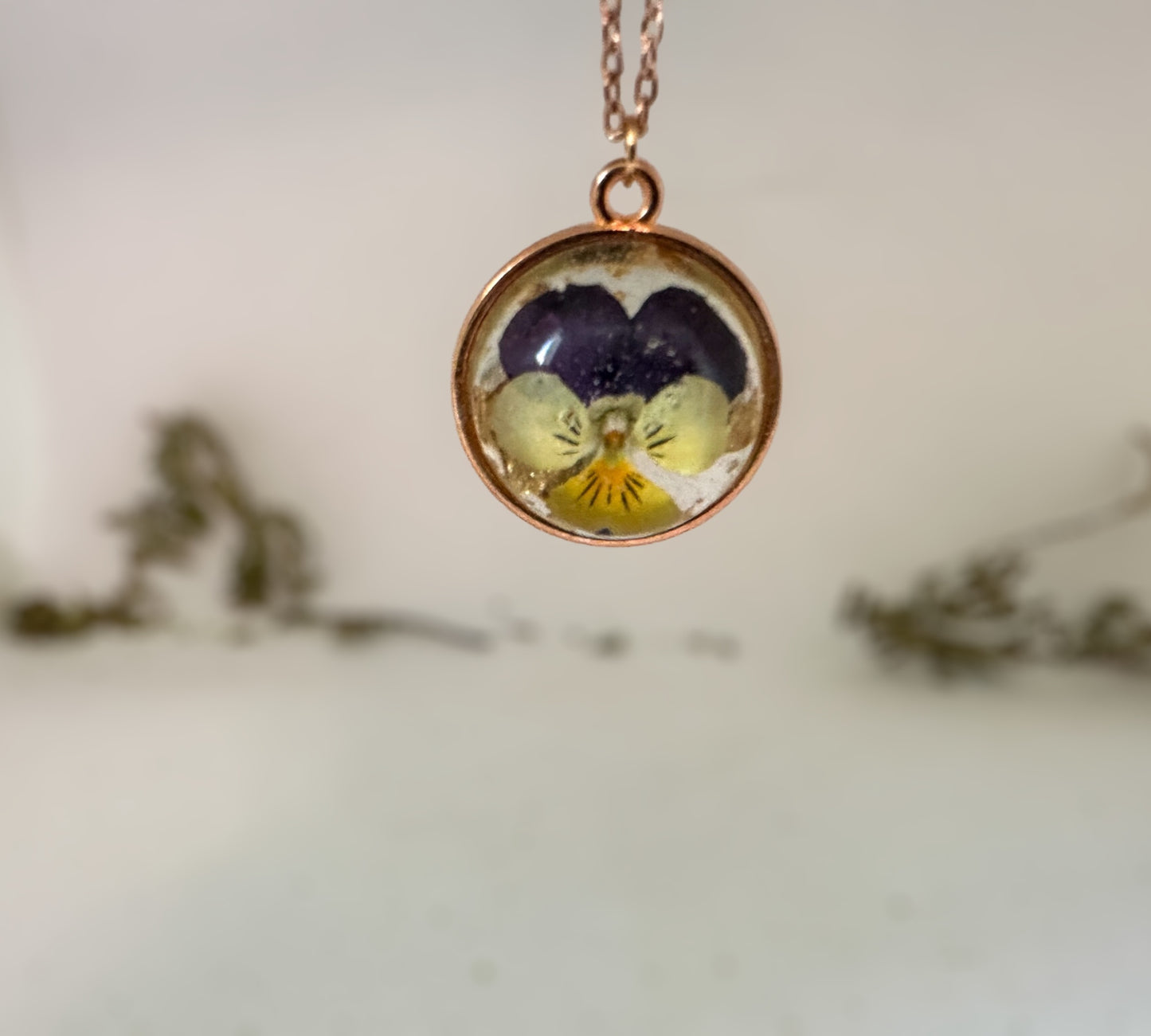 Dried Pansy Flower Pendant -Summer Bloom Nature Inspired Pansy Pendant