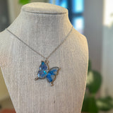 Butterfly Pendant - Dried Flowers & Petals with Mother of Pearl 