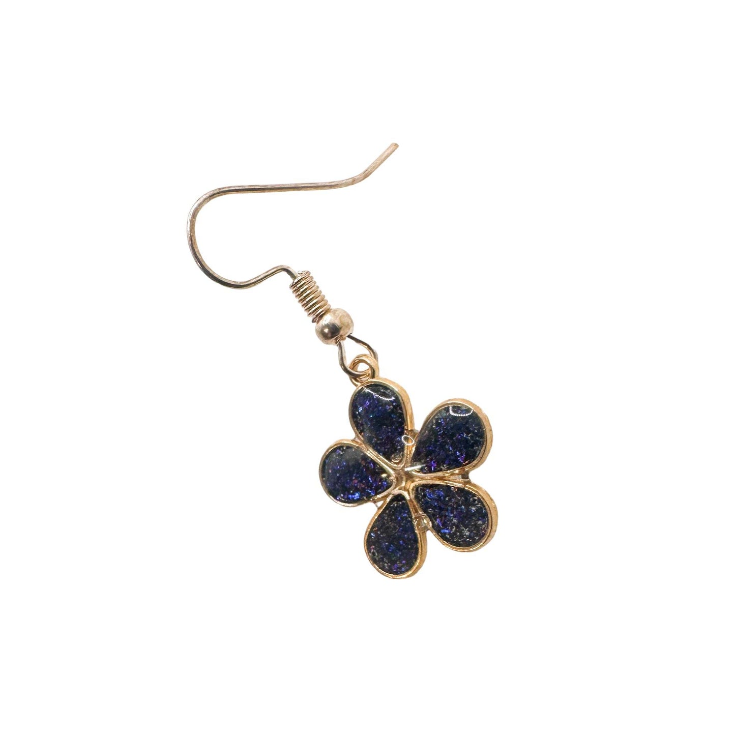 Flower Earrings -Purple Glitter