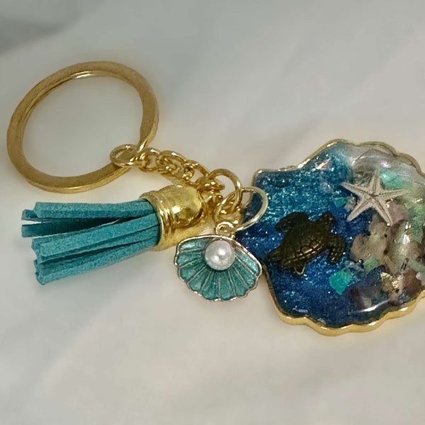 Keychain Handmade with Resin -  Carry a Piece of the Sea with You