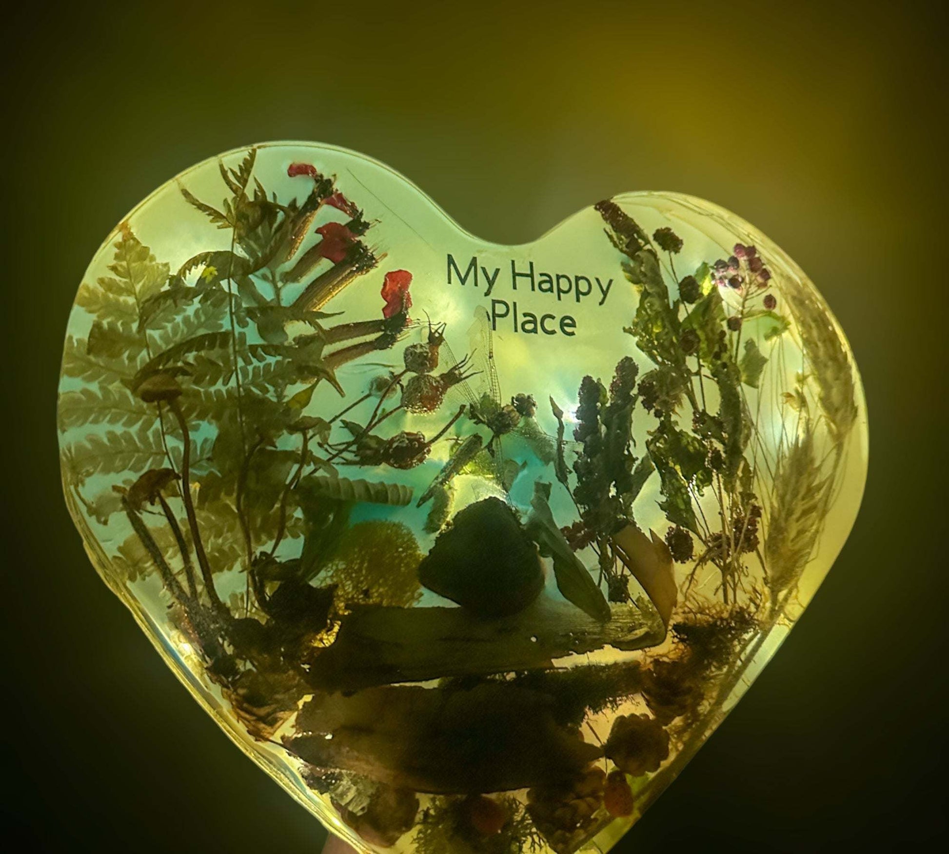 Botanical Wall Art "My Happy Place" Enchanted Serenity with LED Lights