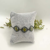 Black Forest: Black Hexagon Handmade Trio Bracelet with Botanicals