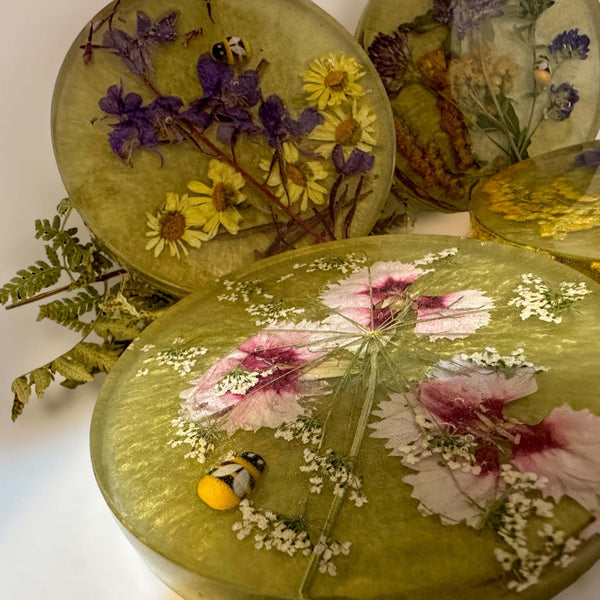 Garden Coaster Set - Blooms & Whimsy Handcraft Epoxy Resin Coasters