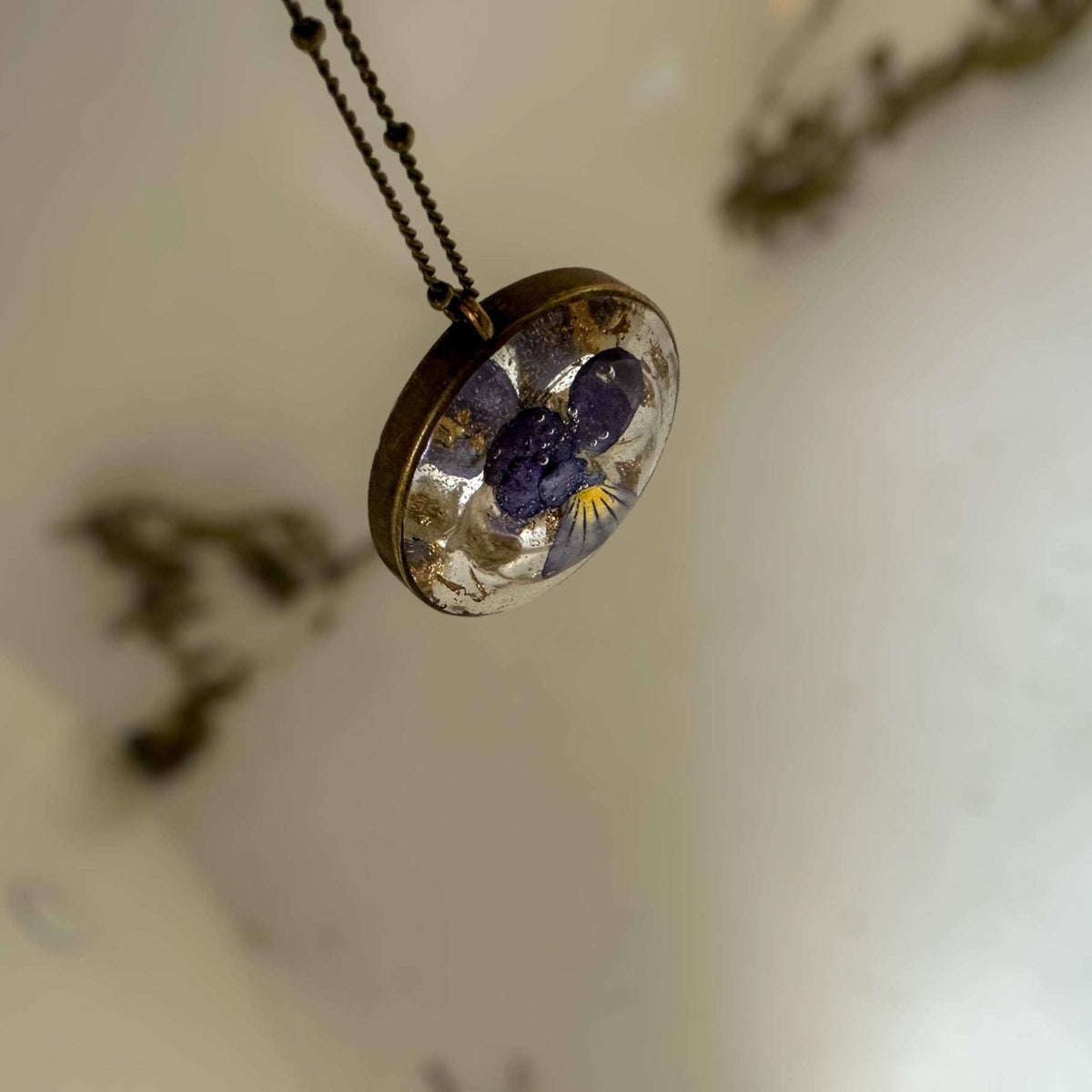 Pansy Flower Pendant - Purple Bloom Nature Inspired Handmade Necklace