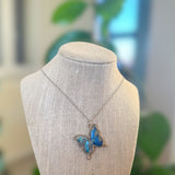 Butterfly Pendant - Dried Flowers & Petals with Mother of Pearl 