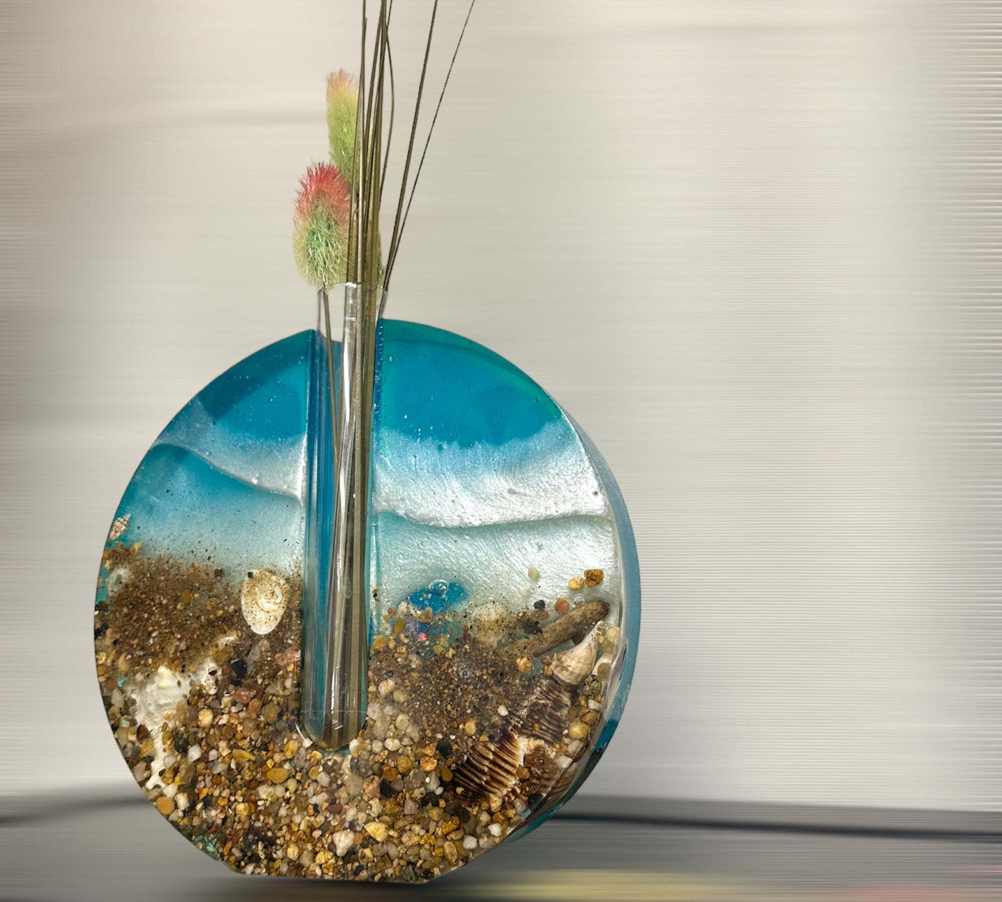 Vase à bourgeons en résine époxy / Station de propagation de décoration intérieure - Ocean Blues