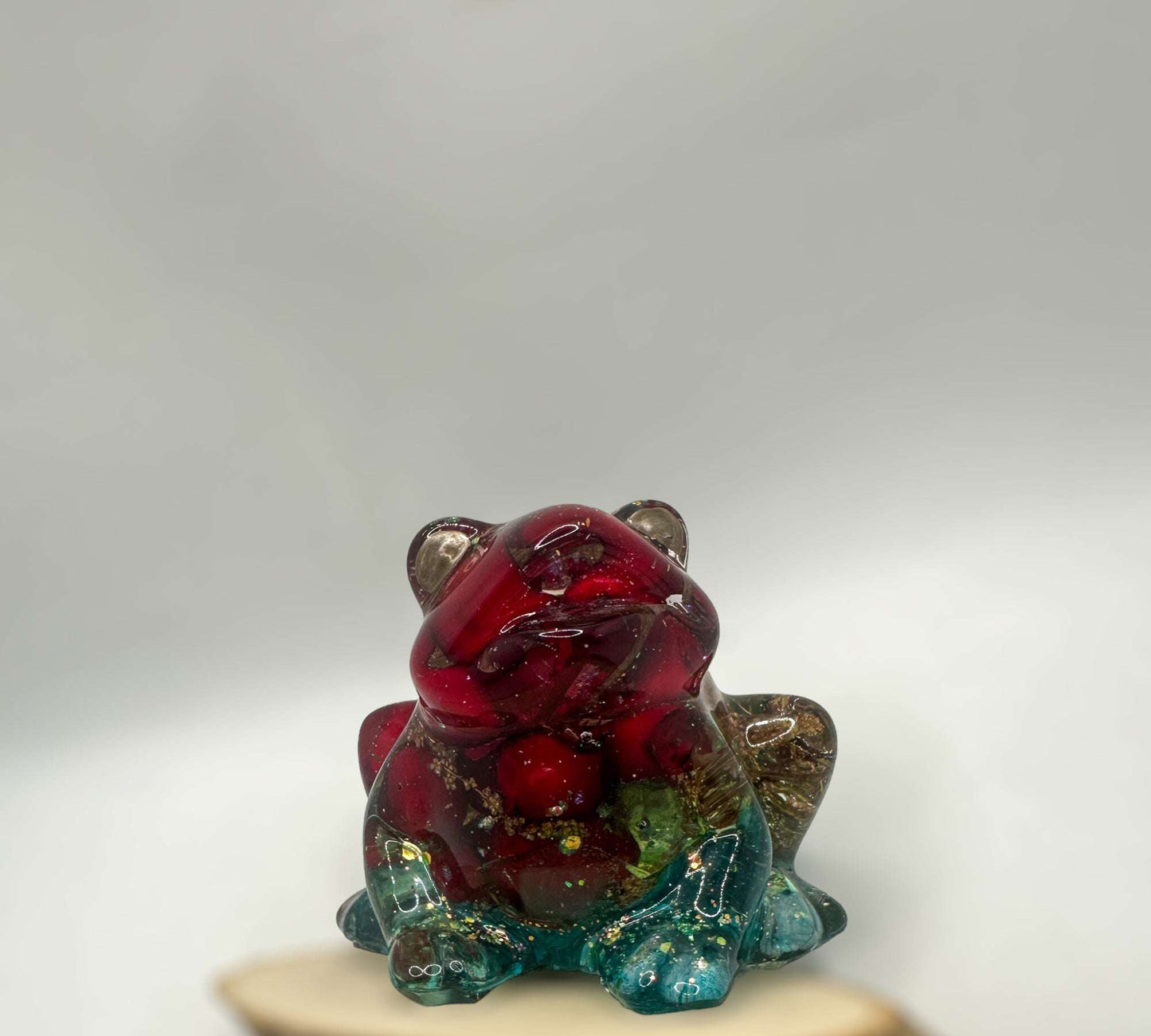 Whimsical Frog Sculpture - Handmade Resin Frog - Berry Hopper