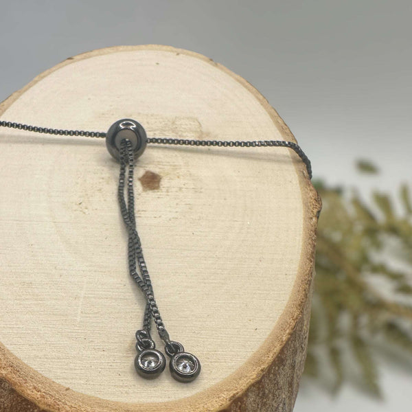 Black Forest: Black Hexagon Handmade Trio Bracelet with Botanicals