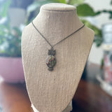 Enchanting Owl Mushroom Forest Pendant - Dried Ferns and Mushrooms