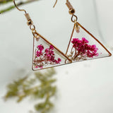 Pink Blossom Charm - Handmade Pressed Flower Petal Resin Earrings